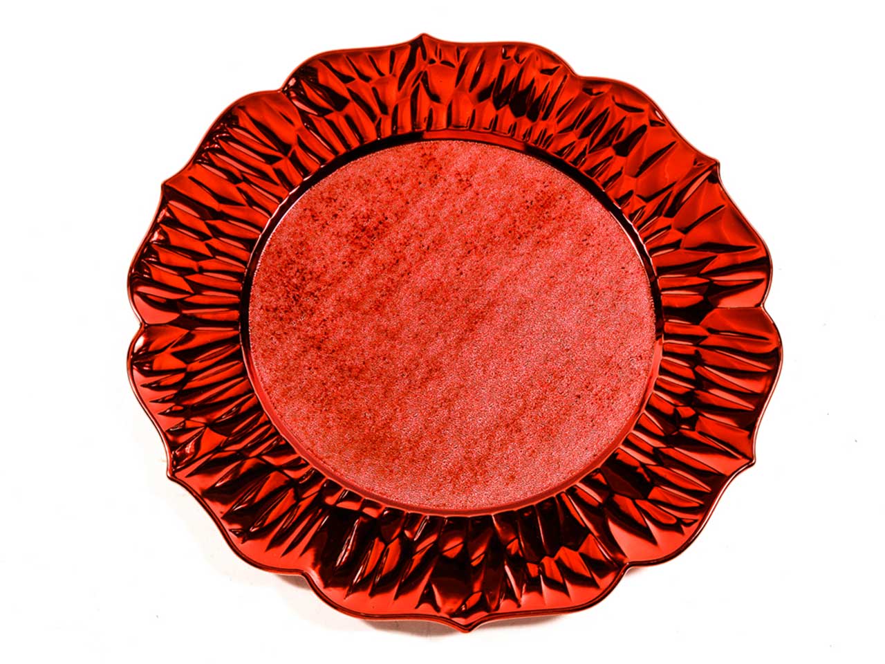 Sottopiatto rosso lucido in plastica misura d.33cm