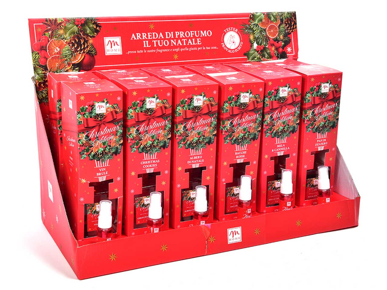 Diffusore di essenza con bacchette 170ml misura 6,8x6,8xh.10,7cm in scatola regalo fragranze assortite