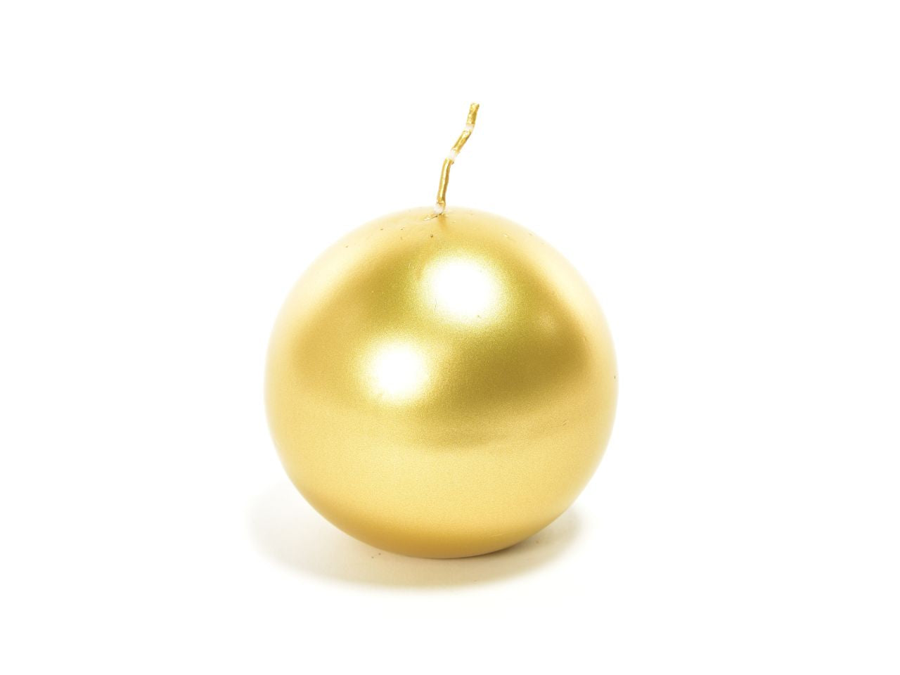 Candela sfera metallica oro d.10cm