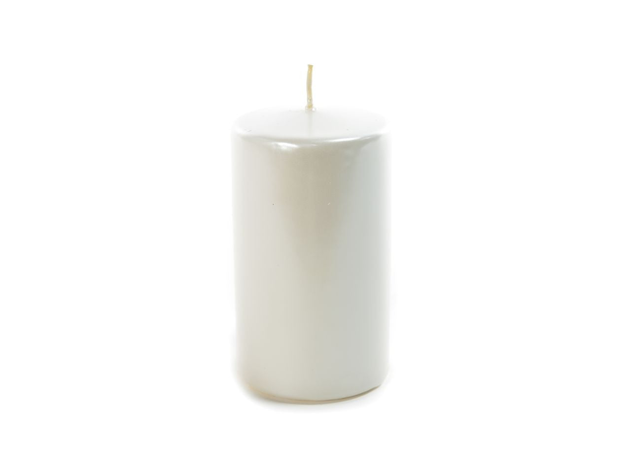 Candela natalizia pillar linea lucid colore perla misura h.15xd.8cm