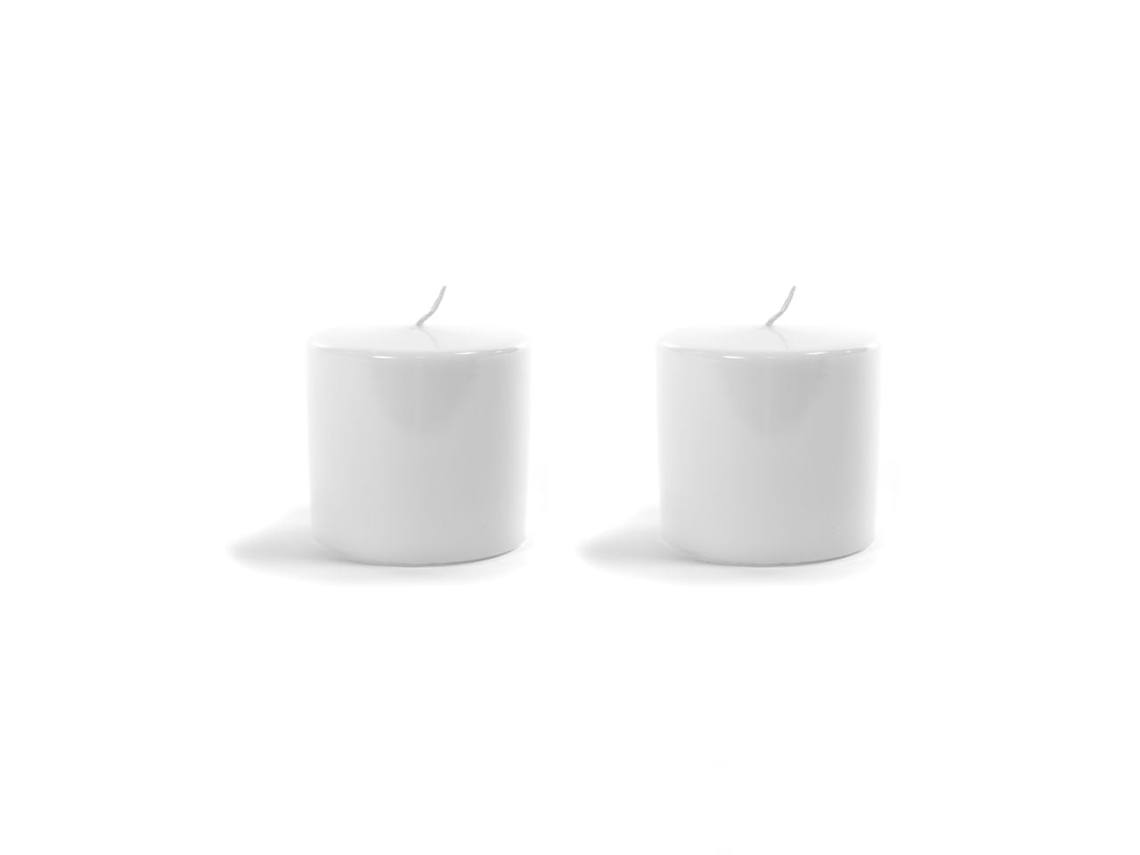 Candele natalizie in coppia pillar linea lucid colore bianco misura h5xd.4cm in scatola bianca