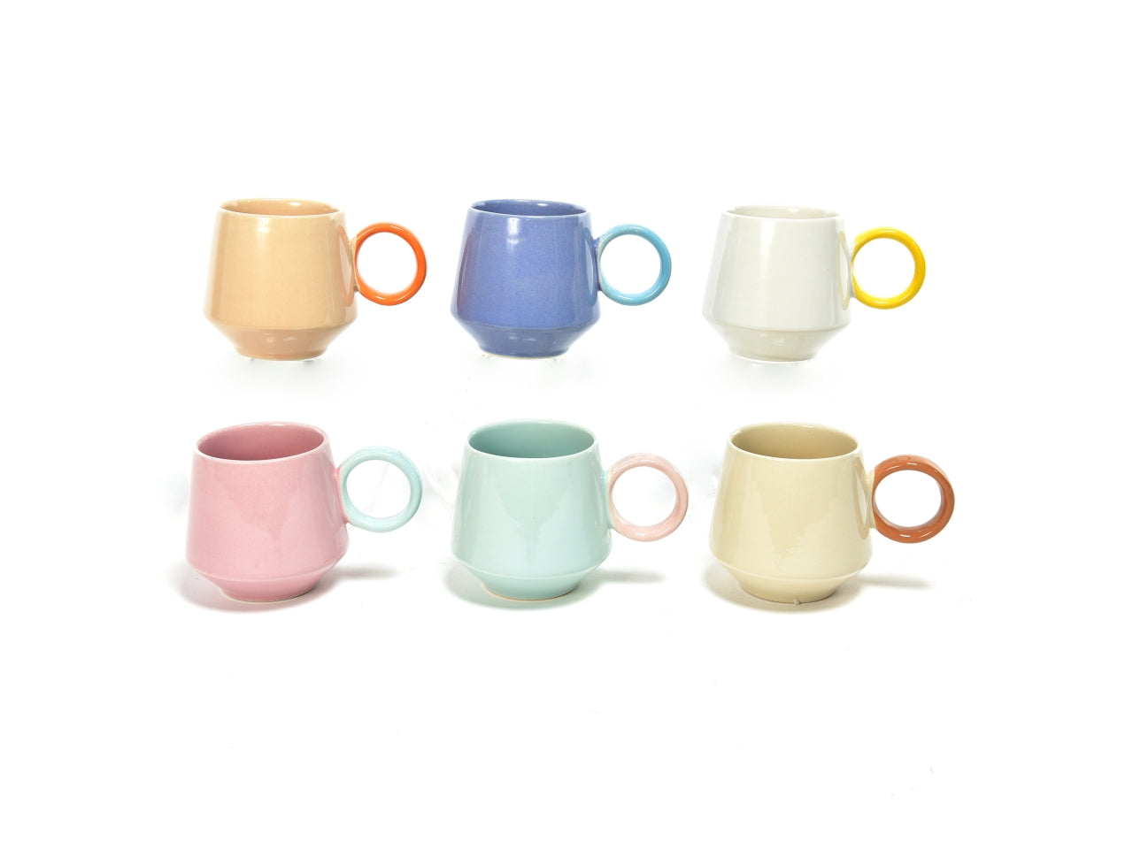 tazza mug colazione particolare vintage in ceramica, monocromatica 250ml - 6 colori assortiti - 10x7xh.8cm - mercury