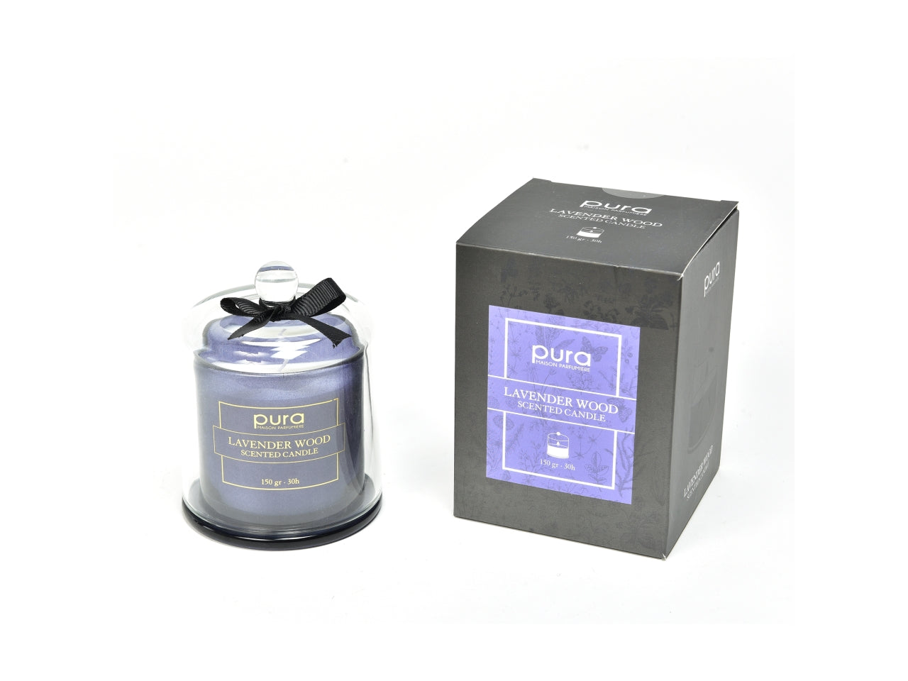 Candela Profumata Lavanda Viola in Vetro 150gr - Durata 30h, Stile Moderno - diametro 9x12cm- Mercury Pura