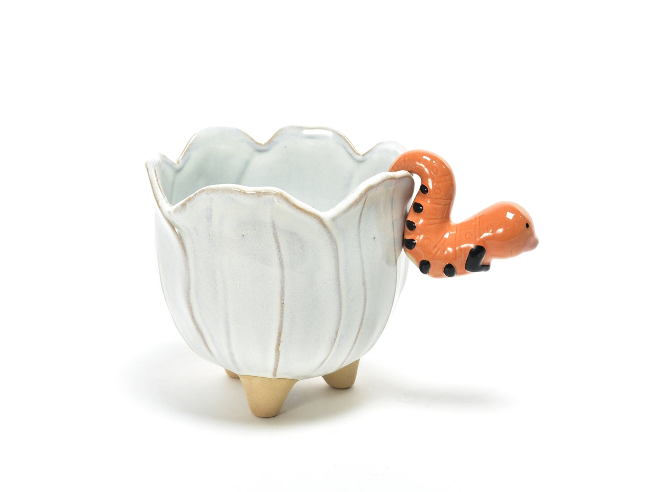 Portavaso country in ceramica bianco latte con animaletto 16x15,5 cm, uso interno - M Home