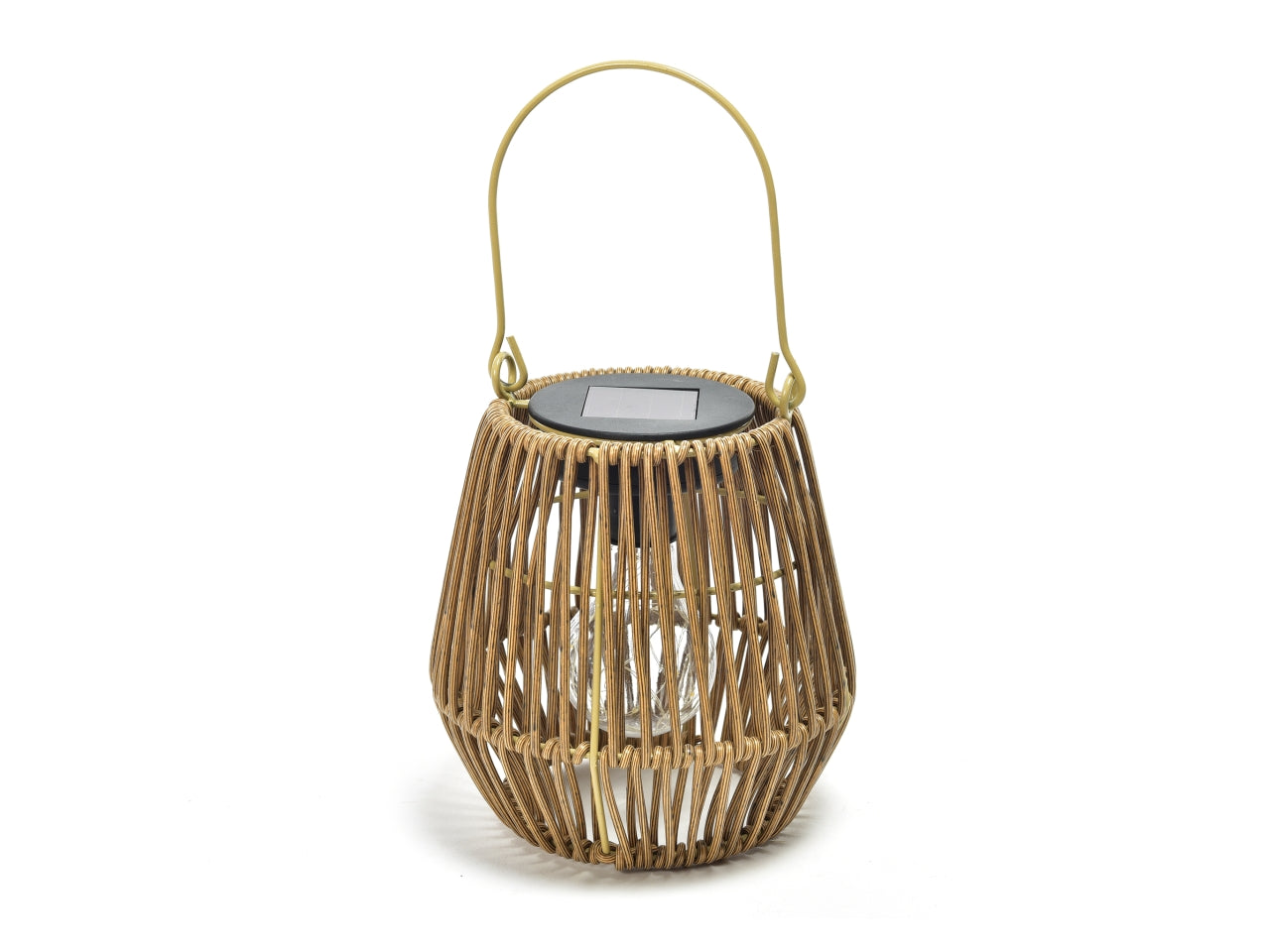 Lanterna solare in metallo e plastica stile stile etnico colore paglia 15x15cm - M Home