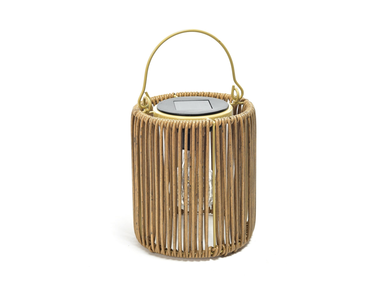 Lanterna solare in metallo e plastica stile stile etnico colore paglia 14x15cm - M Home
