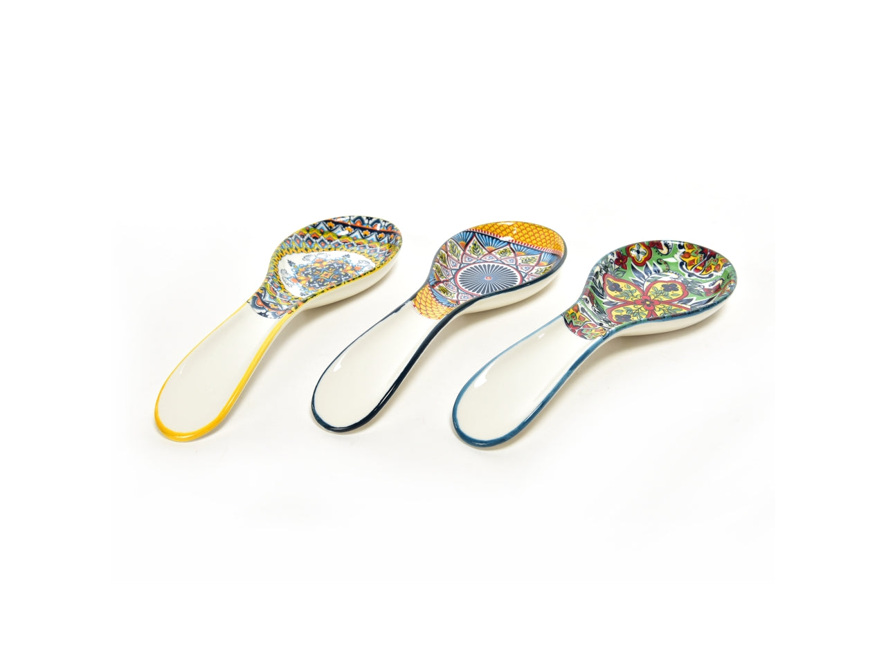 Poggiamestolo in porcellana multicolor stile mediterraneo 26x9x2,5 cm - Mercury