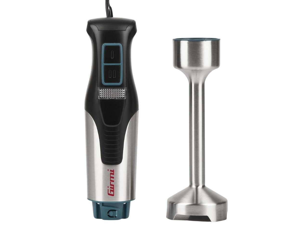 Mixer ad immersione potenza 800w con fusto in acciaio inox da 19cm e impugnatura ergonomica nera, smontabile per un lavaggio piu' accurato