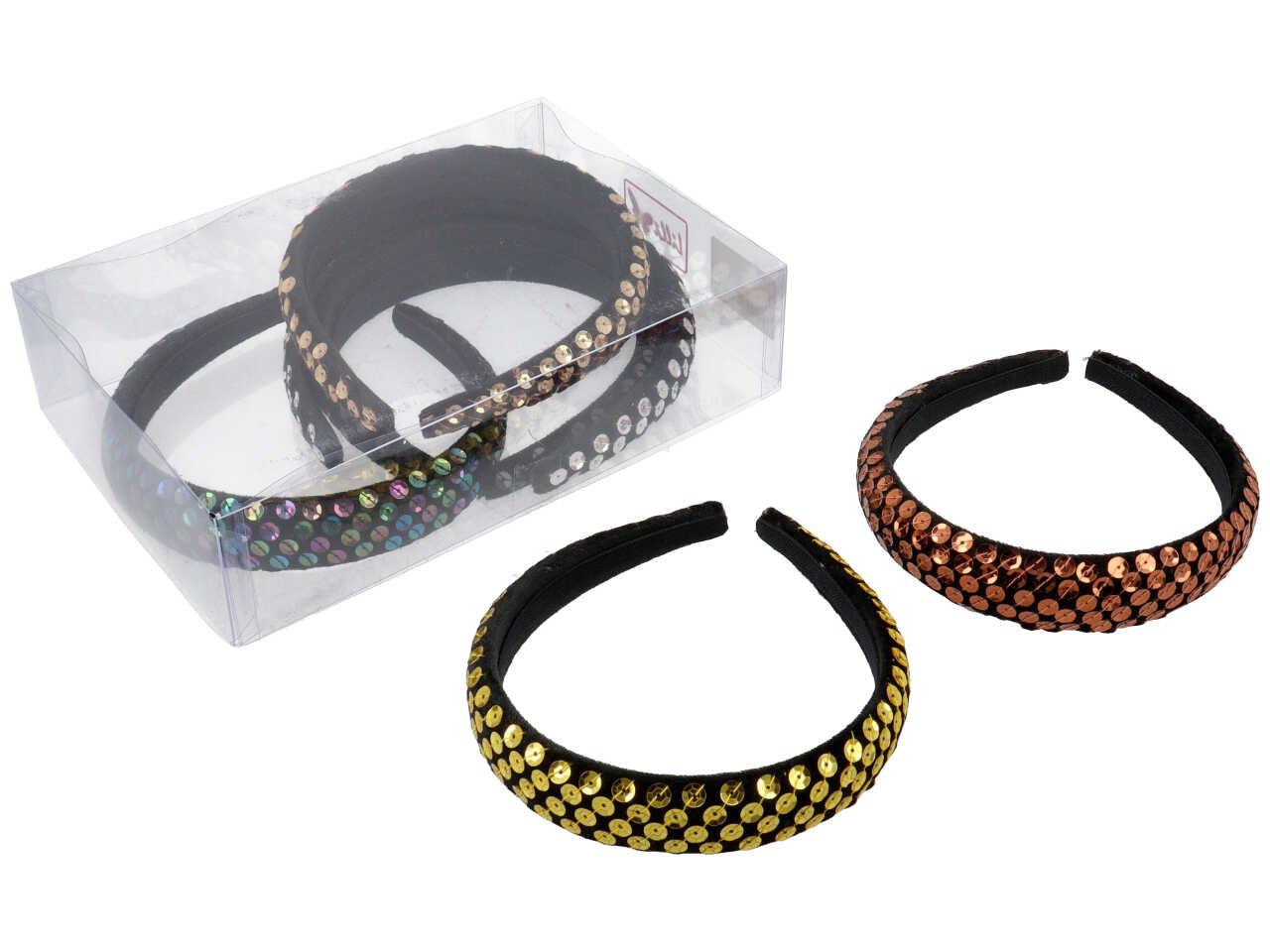 Cerchietto nero c/paillettes 3cm ch1156