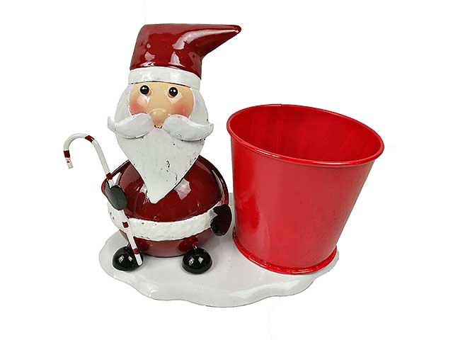 Babbo natale h16cm con vaso d10cm e0480.01