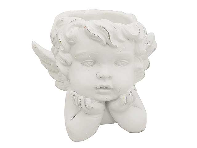 Cache pot angelo c/viso tra le mani 18,5cm55711w