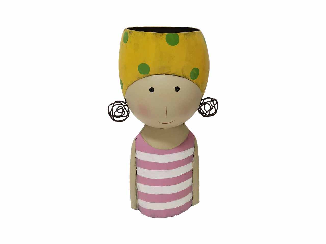 Vaso testa di bambina vestesta di righe h30cm e0575.70
