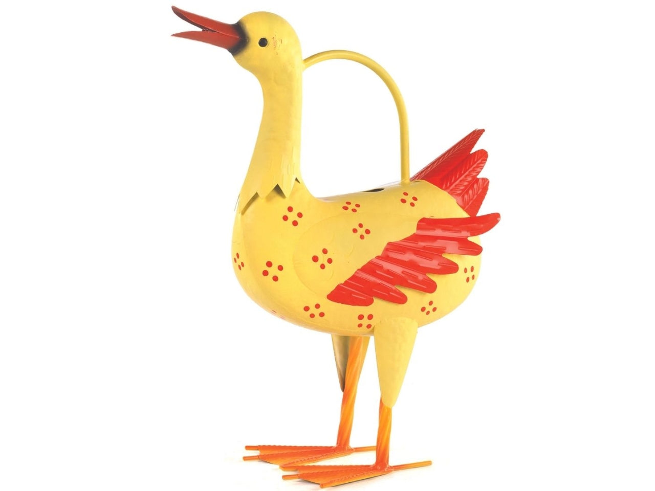 Statua decorativa papera annaffiatoio country in latta multicolor 17x32x44 cm - Viminbox