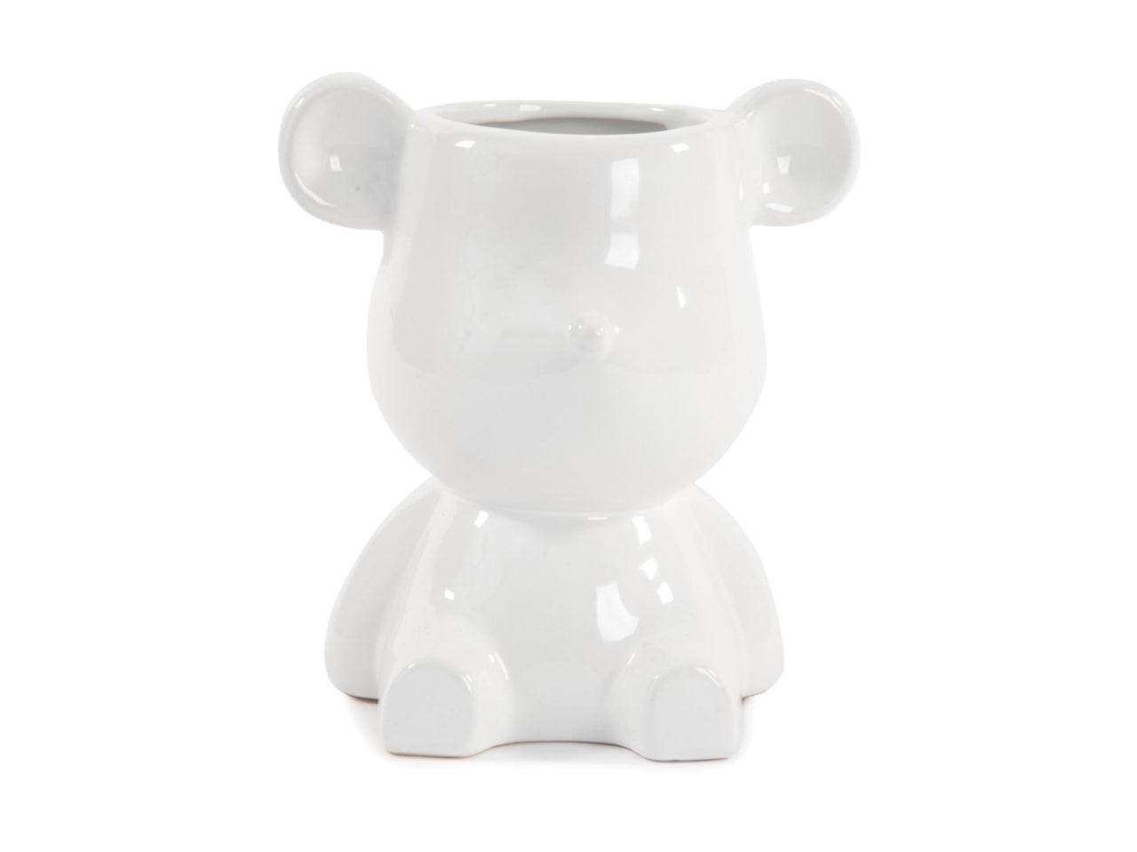 Vaso orsetto in ceramica bianco 14,5x11x15cm