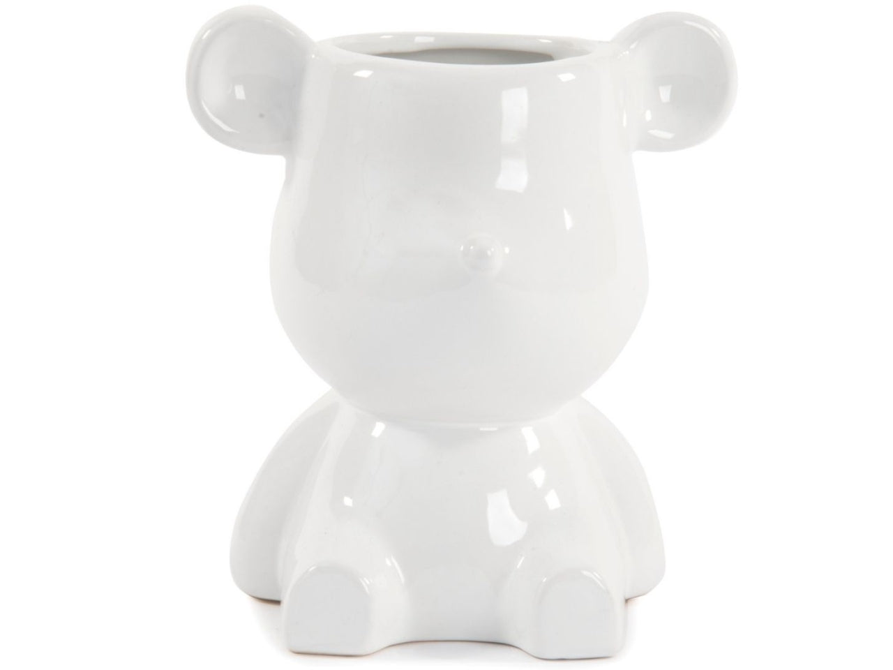 Vaso orsetto in ceramica bianco 19x14x19,5cm
