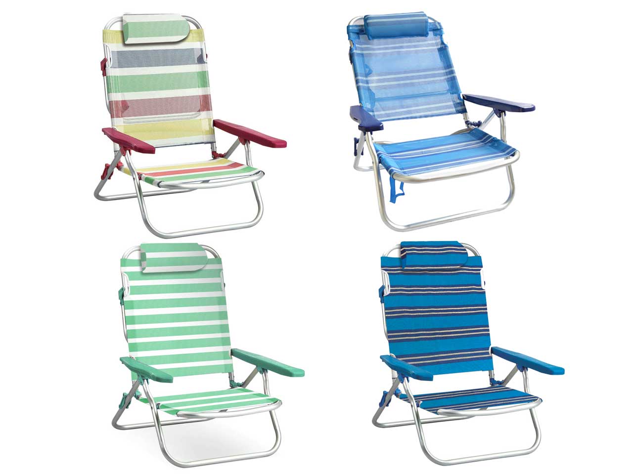 Sedia da mare textilene in alluminio 63x58x23/82cm
