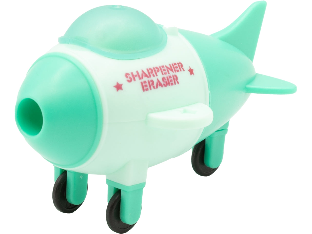 Temperamatite e gomma a forma di aeroplano 2 in 1
