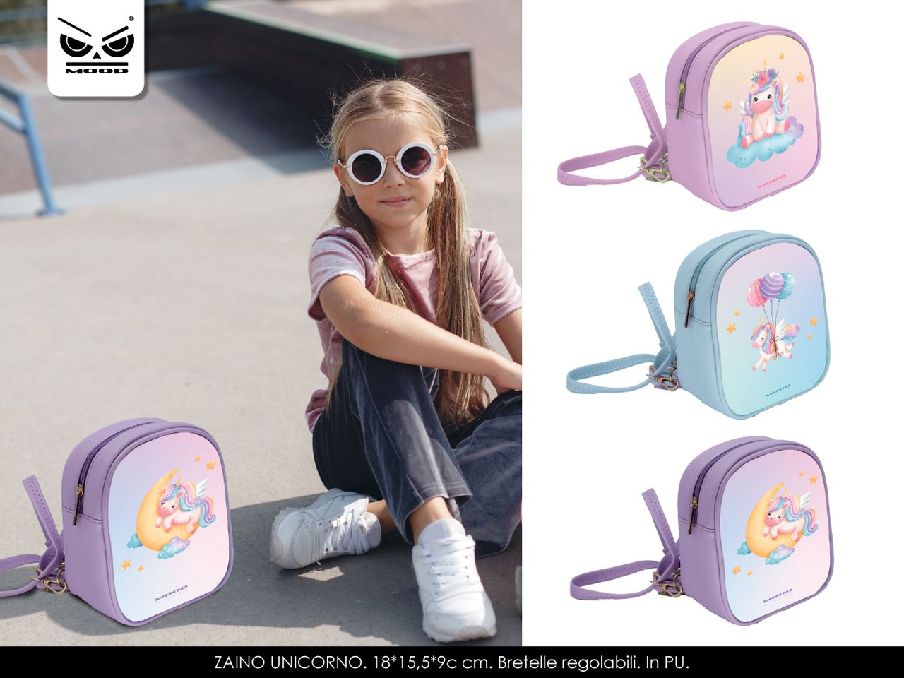 Unicorn dream zaino misura 18x15,5x9cm con bretelle regolabili