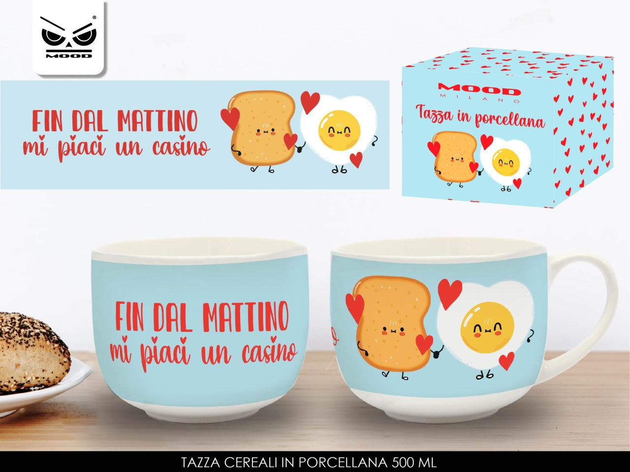 Tazza di porcellana da 500ml con scritta mi piaci fin dal mattino