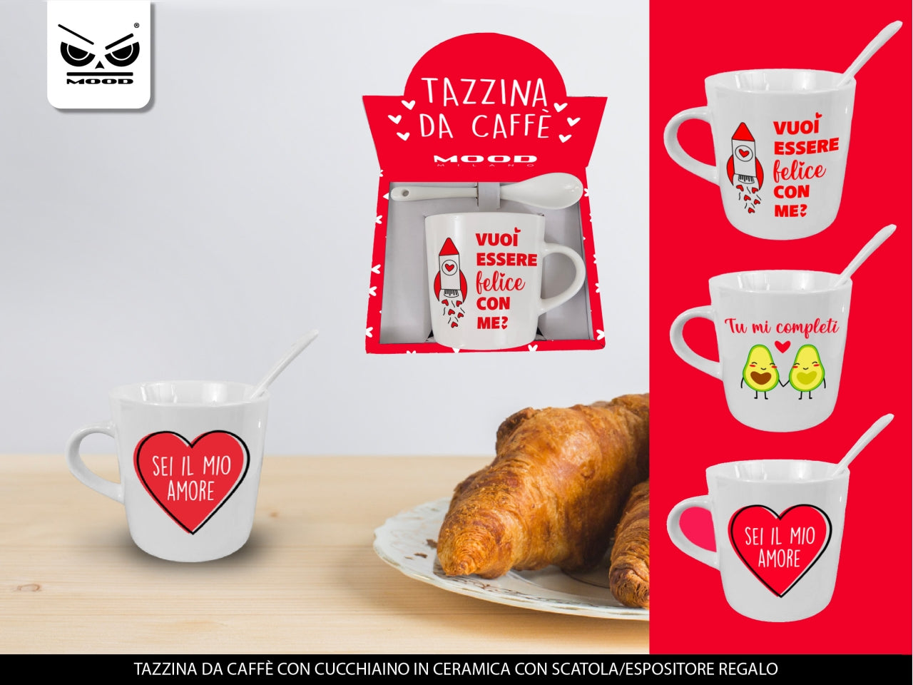 Tazzina da caffe' con cucchiaino love mood