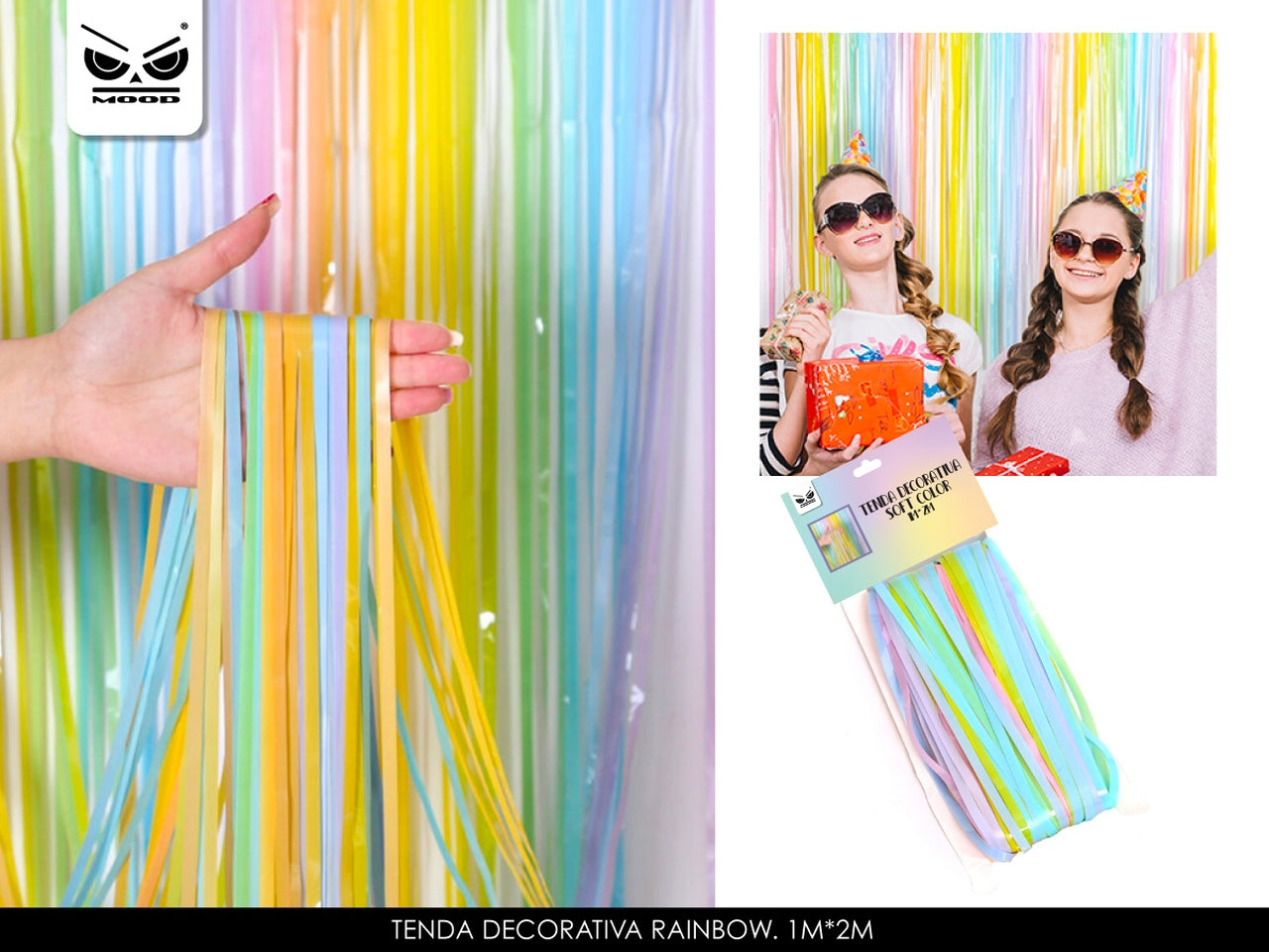 Tenda decorativa in plastica rainbow 1x2mt