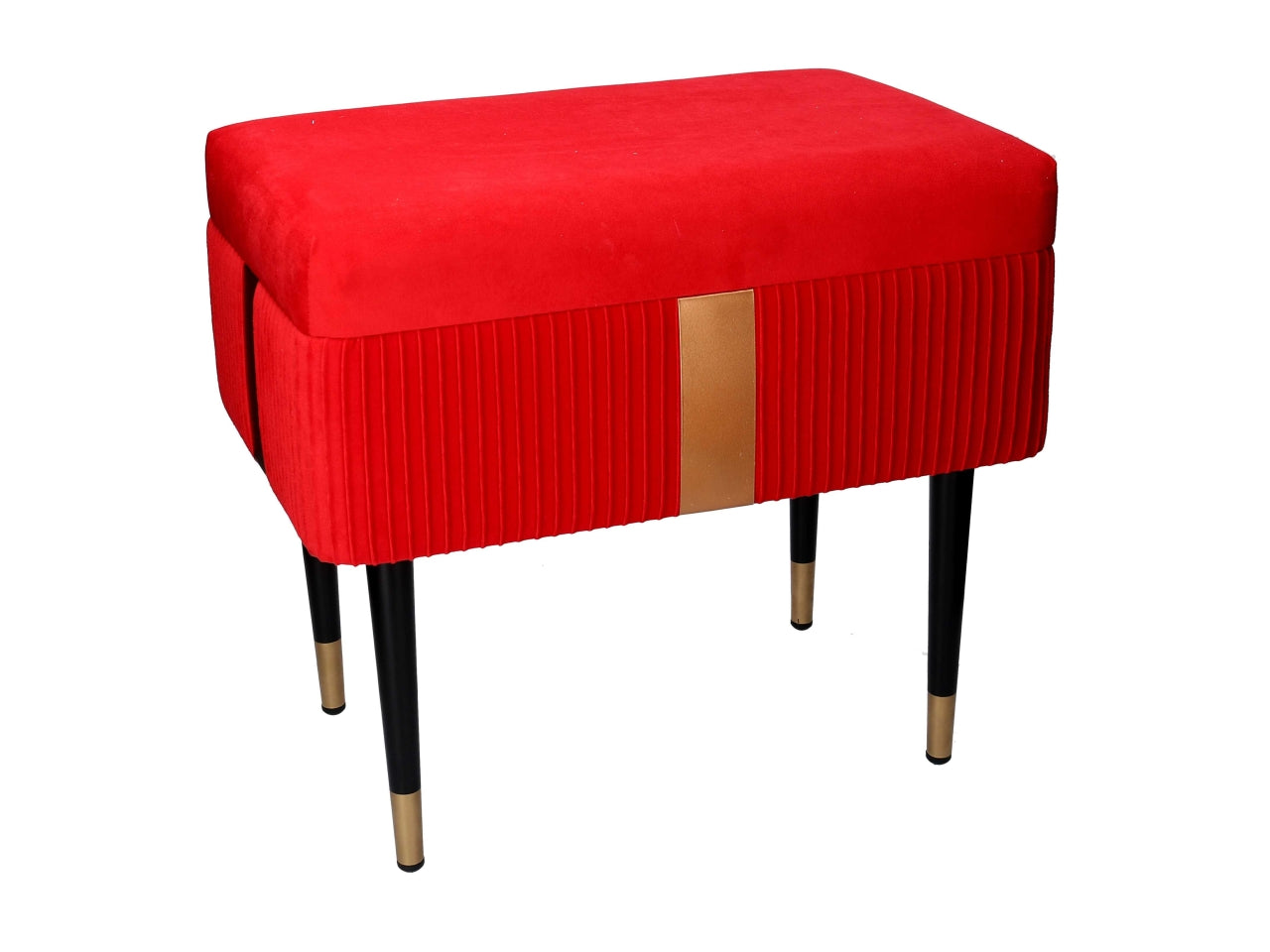 Panca contenitore in velluto rosso 50x35x47cm - Vacchetti