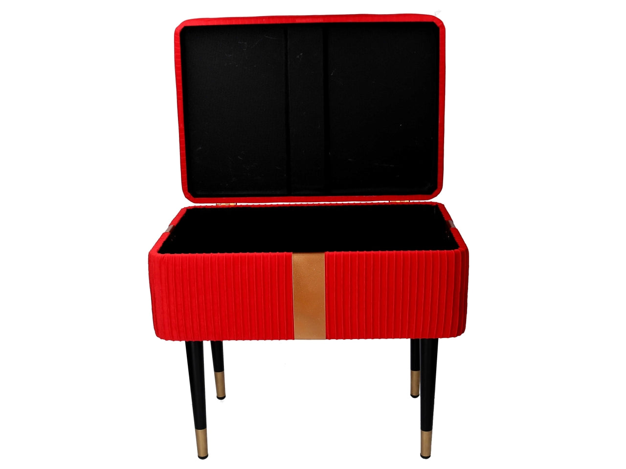 Panca contenitore in velluto rosso 50x35x47cm - Vacchetti