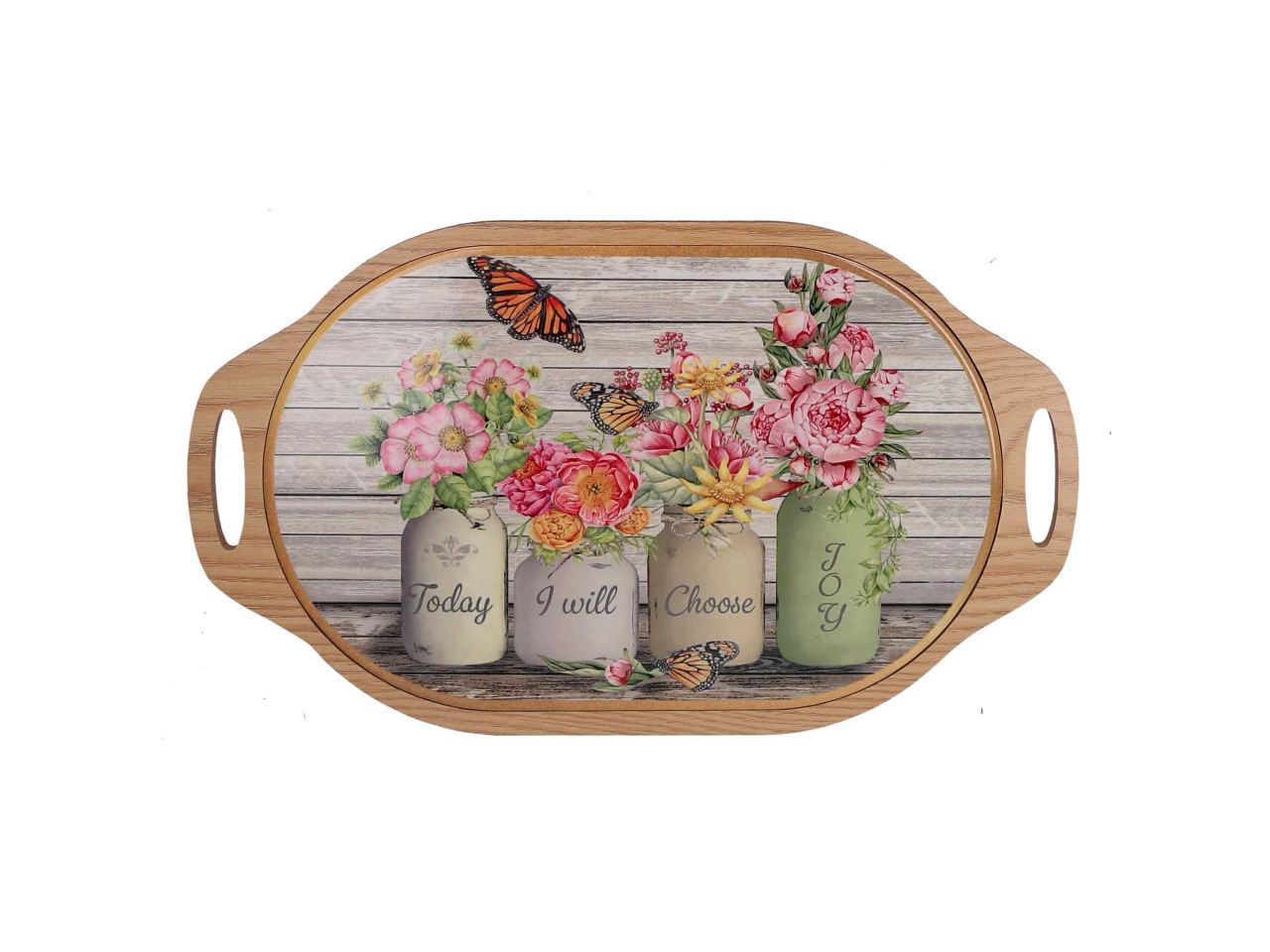 Mattonella in ceramica e legno fiori ovale 2 assortiti cm19x36x0,9