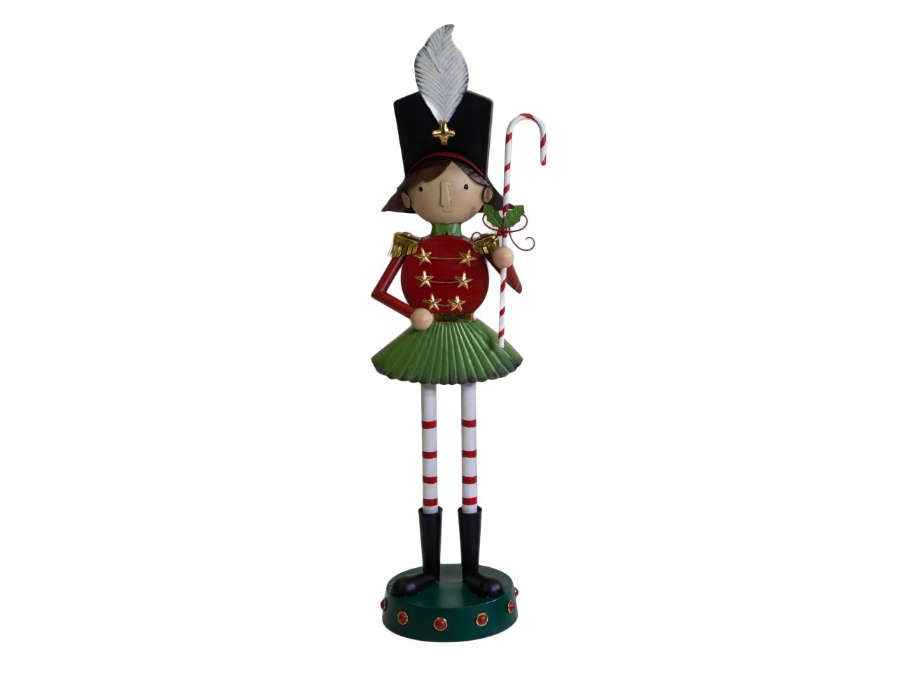 Statua in metallo a forma di bambina colore rosso misura 31,7x26,7xh.104,7cm