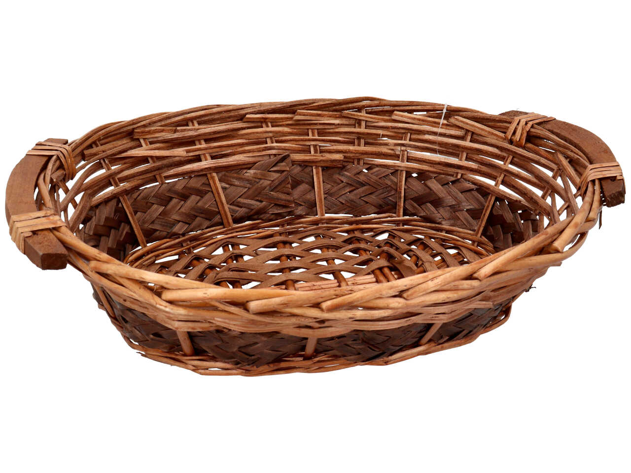 Cesta ovale in vimini colore noce scuro misura 34-38x30xh.10cm