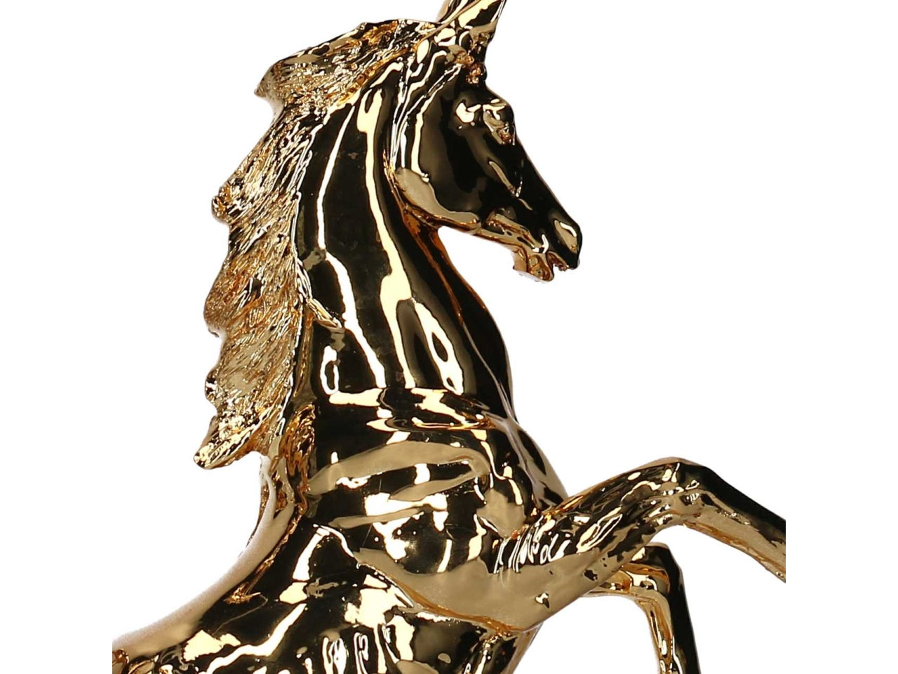 Statua cavallo in resina dorato art dèco 26x35x9cm - Vacchetti