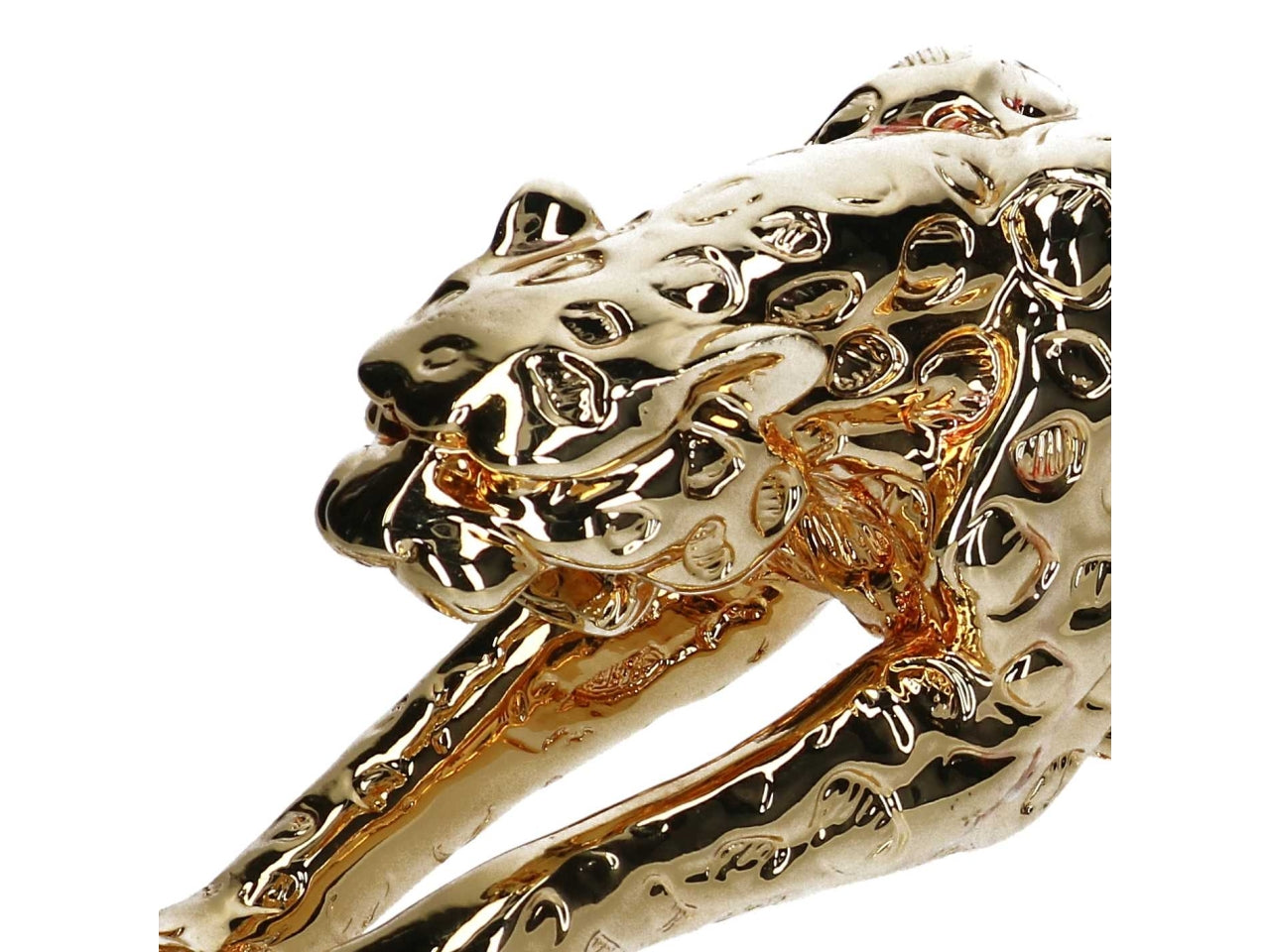 Statua giaguaro in corsa in resina dorata lucida stile animalier 48x15 cm - Vacchetti