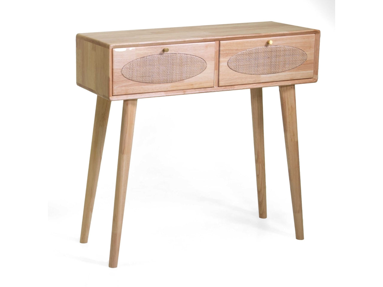 Mobiletto vintage in legno mantra naturale mini consolle con 2 cassetti 80,5x30xh.76 cm - Vacchetti