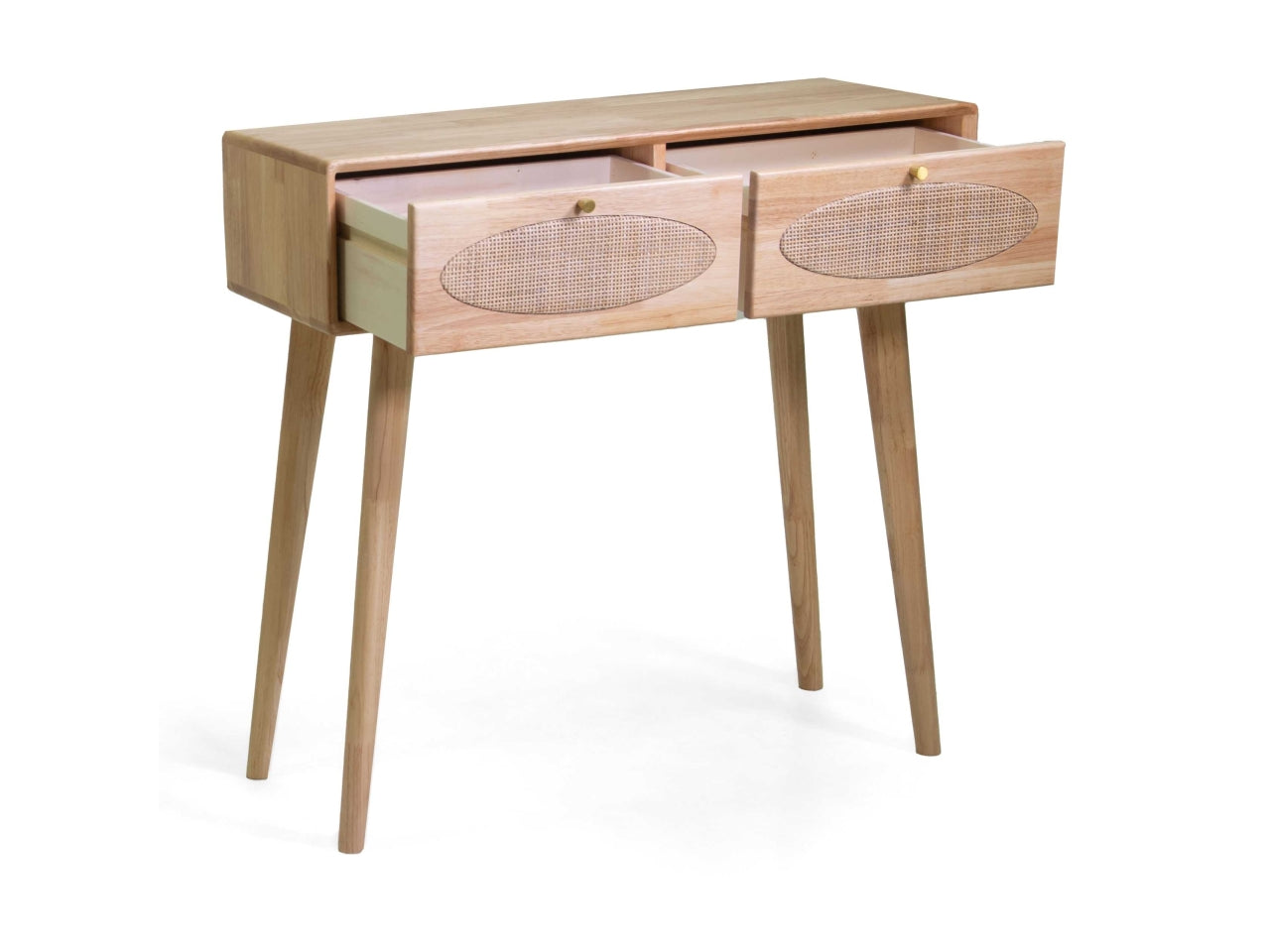 Mobiletto vintage in legno mantra naturale mini consolle con 2 cassetti 80,5x30xh.76 cm - Vacchetti