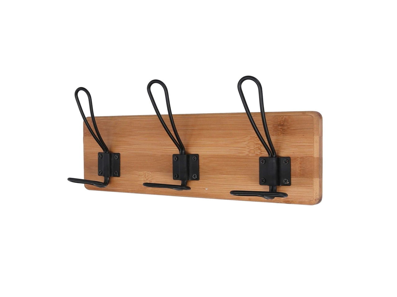 Attaccapanni da parete industrial in legno naturale e metallo nero 3 posti 34x13,5 cm - Vacchetti