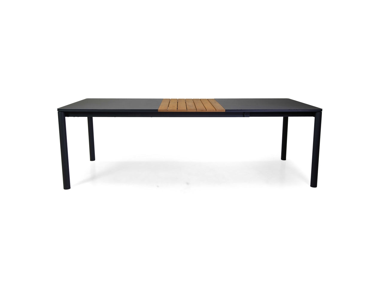 Tavolo alluminio allungabile honolulu antracite con top vetro/teak 180/240x100xh.76cm