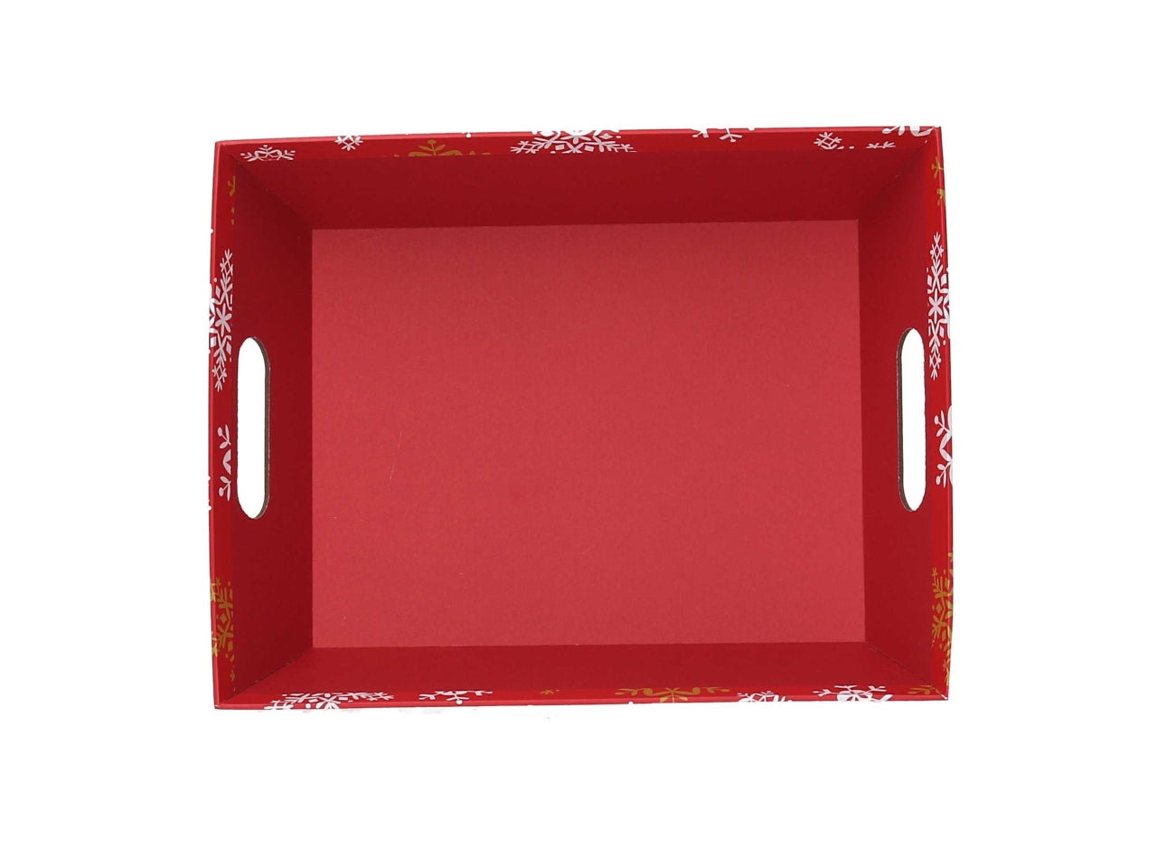Cesta natalizia in cartone rosso fiocchi di neve 29x23x8cm - Vacchetti