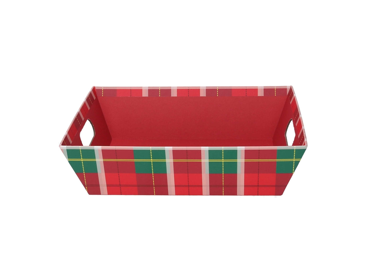 Cesta natalizia in cartone rosso tartan 29x23x8 cm - Vacchetti