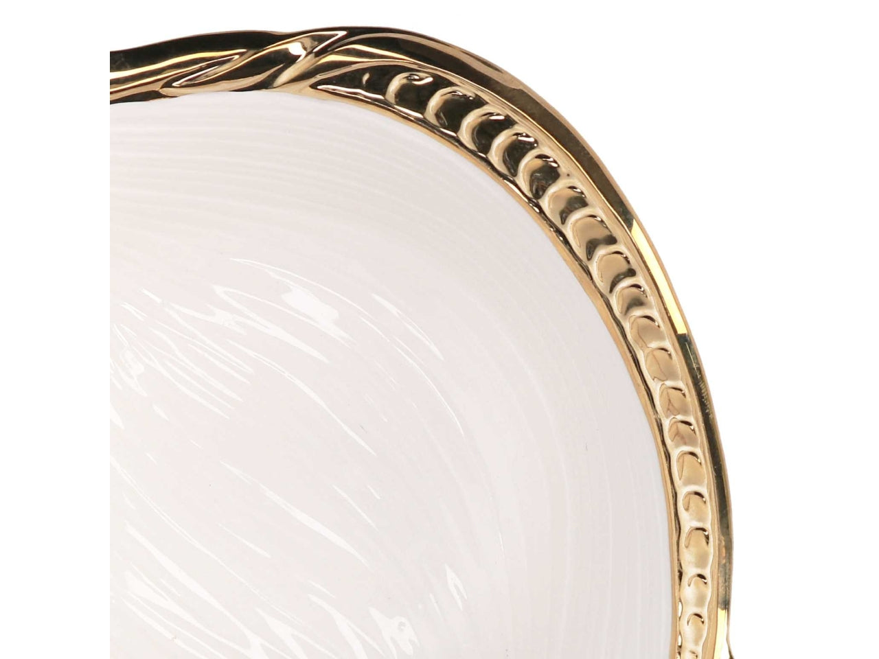 Svuotatasche in ceramica a forma di foglia oro e bianco 28x19,2x8,1cm