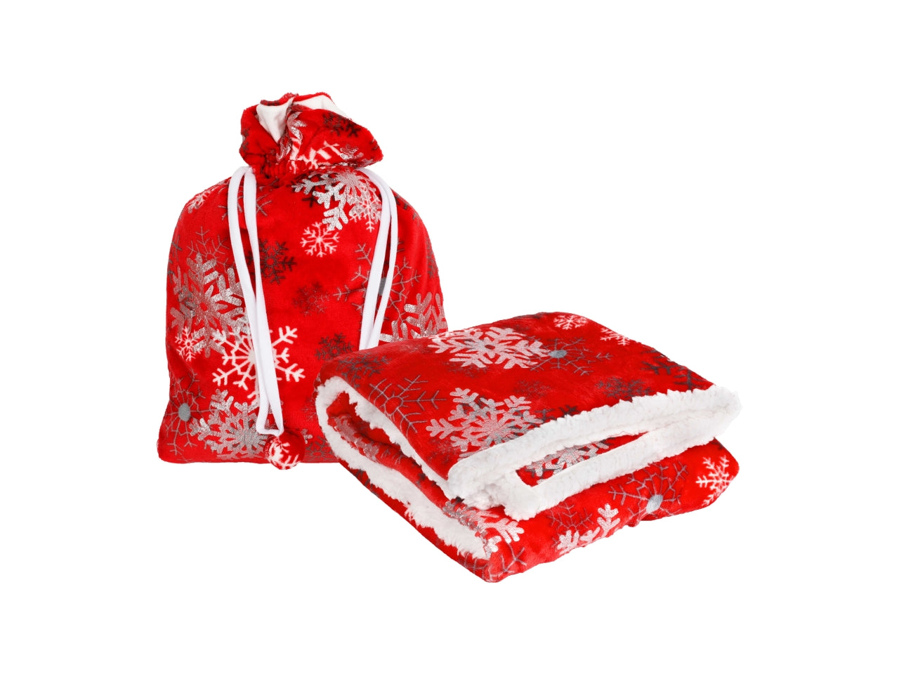 Coperta natalizia in poliestere con stampa scozzese rosso e nero 125x150 cm - Vacchetti