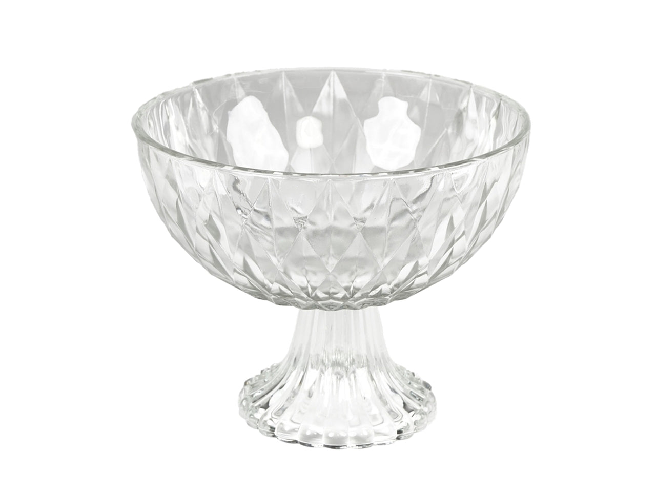 Centrotavola moderno in vetro a rilievo trasparente di forma semisferica con alzata - 22x17 cm - Plàthea