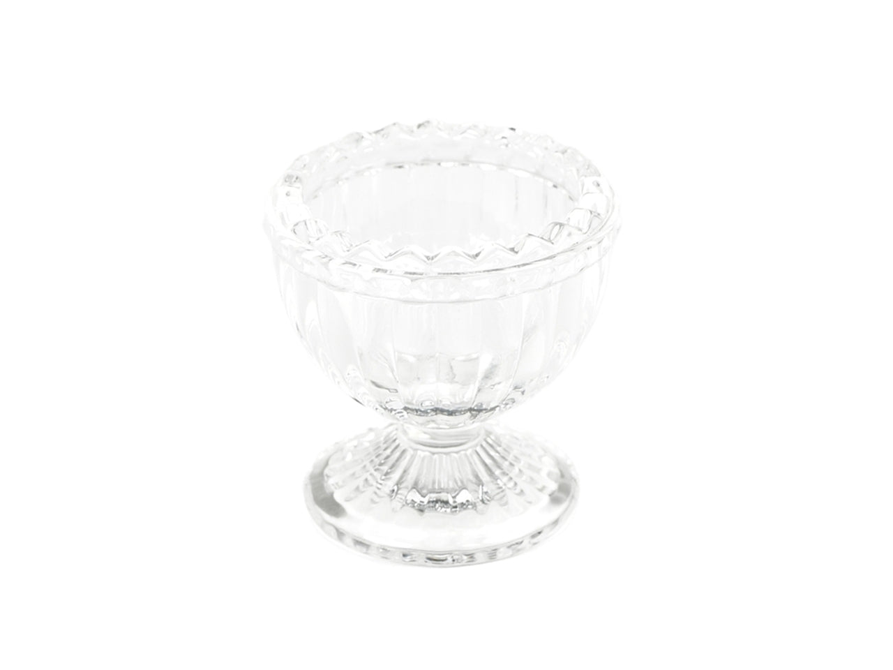 Portacandela classico in vetro trasparente con decorazioni a rilievo, 6x5 cm per candela sfera o tealight - Plàthea