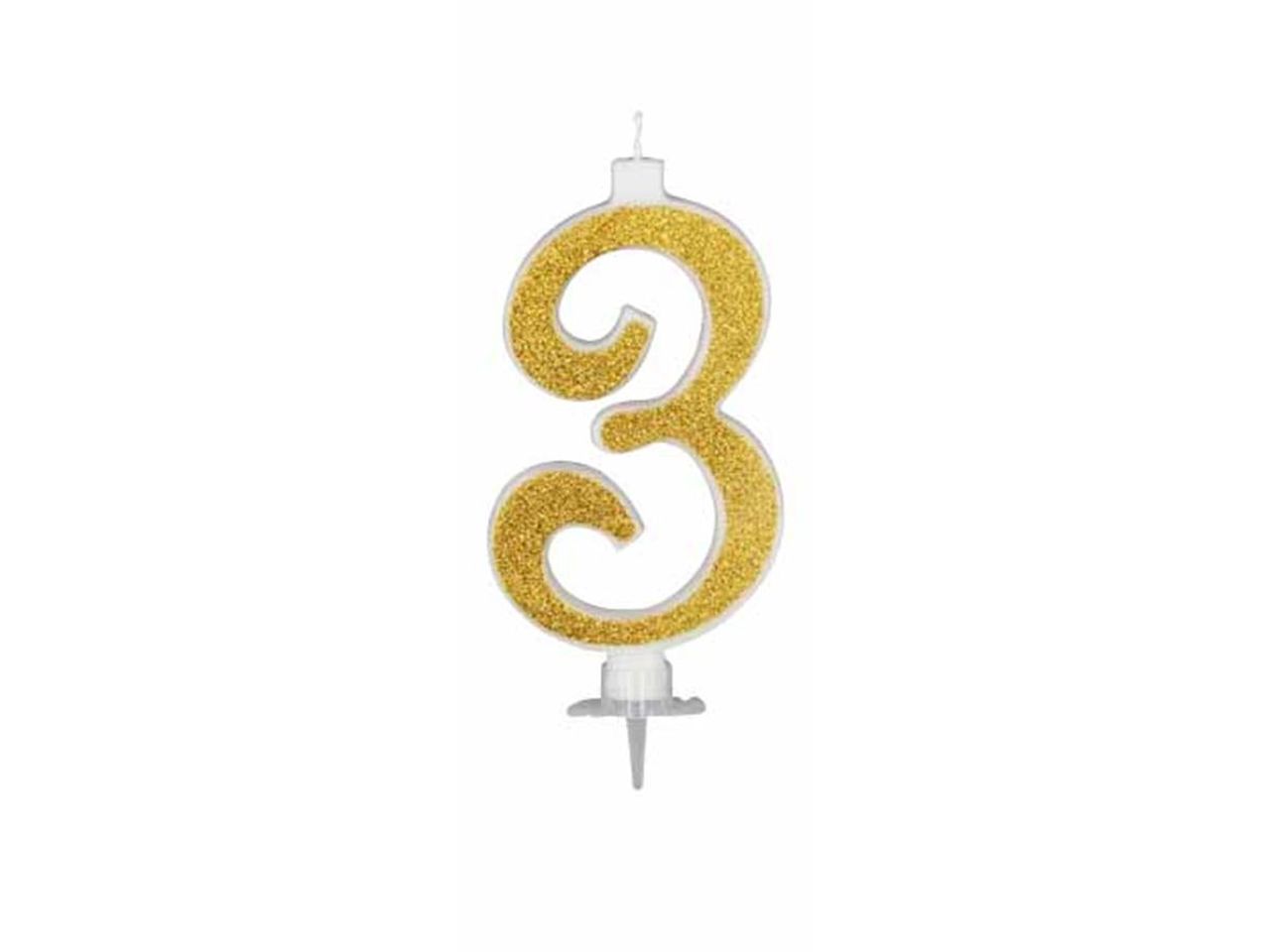 Candela cm 12 glitter oro numero 3