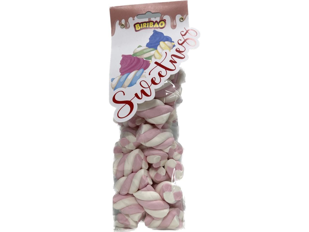 Marshmallow biribao treccia bianco rosa 200gr