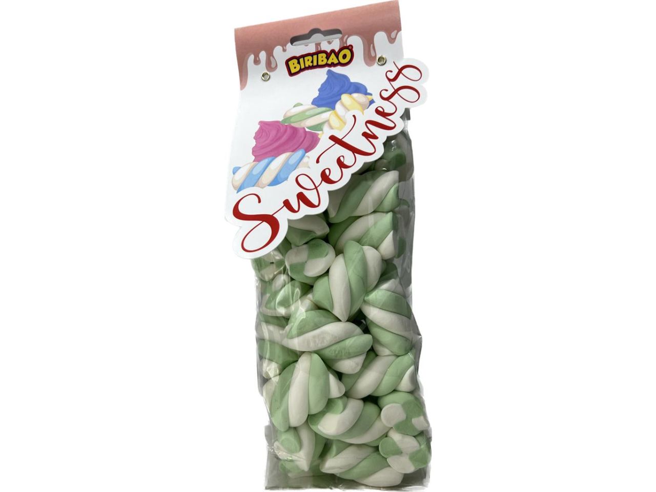 Marshmallow biribao estruso treccia bianco verde 200gr