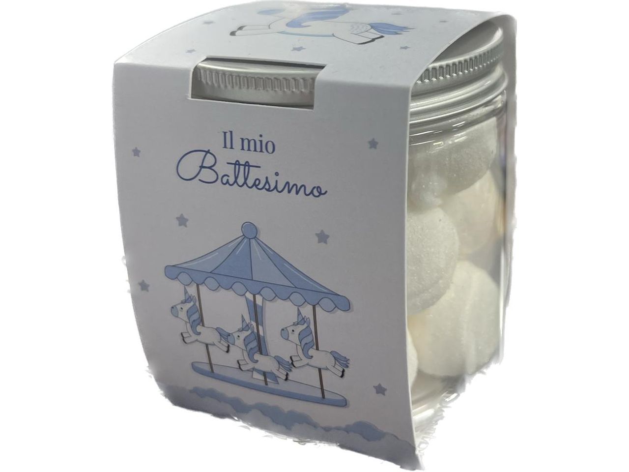 Marshmallow barattolo battesimo celeste 43gr