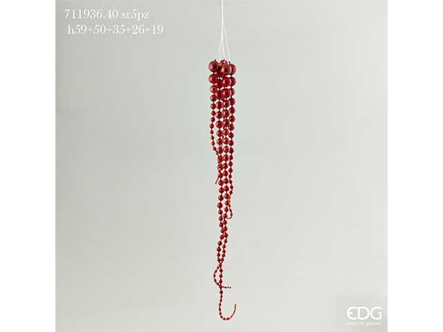 Pendente natalizio decorazione perle rosse - 5 pezzi $