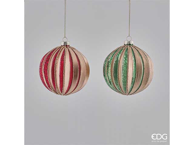Palline natalizie verde rosso in vetro diametro 10cm