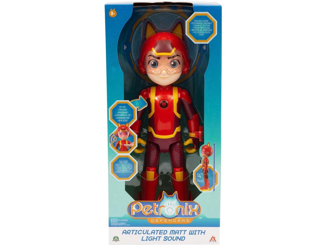 Petronix Defender- Matt, Personaggio Supereroe 35cm con luci e suoni - Giochi Preziosi