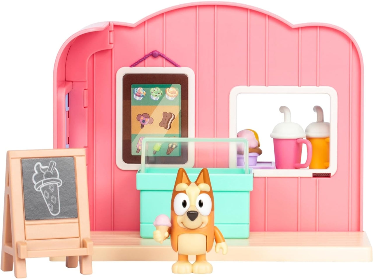 Mini Playset Bluey - Tema Gelateria Con Bingo Personaggio Articolato Da 6 Cm Ricco Di Tanti Accessori E Adesivi, Per Bambini A Partire Da 3 Anni - Giochi Preziosi